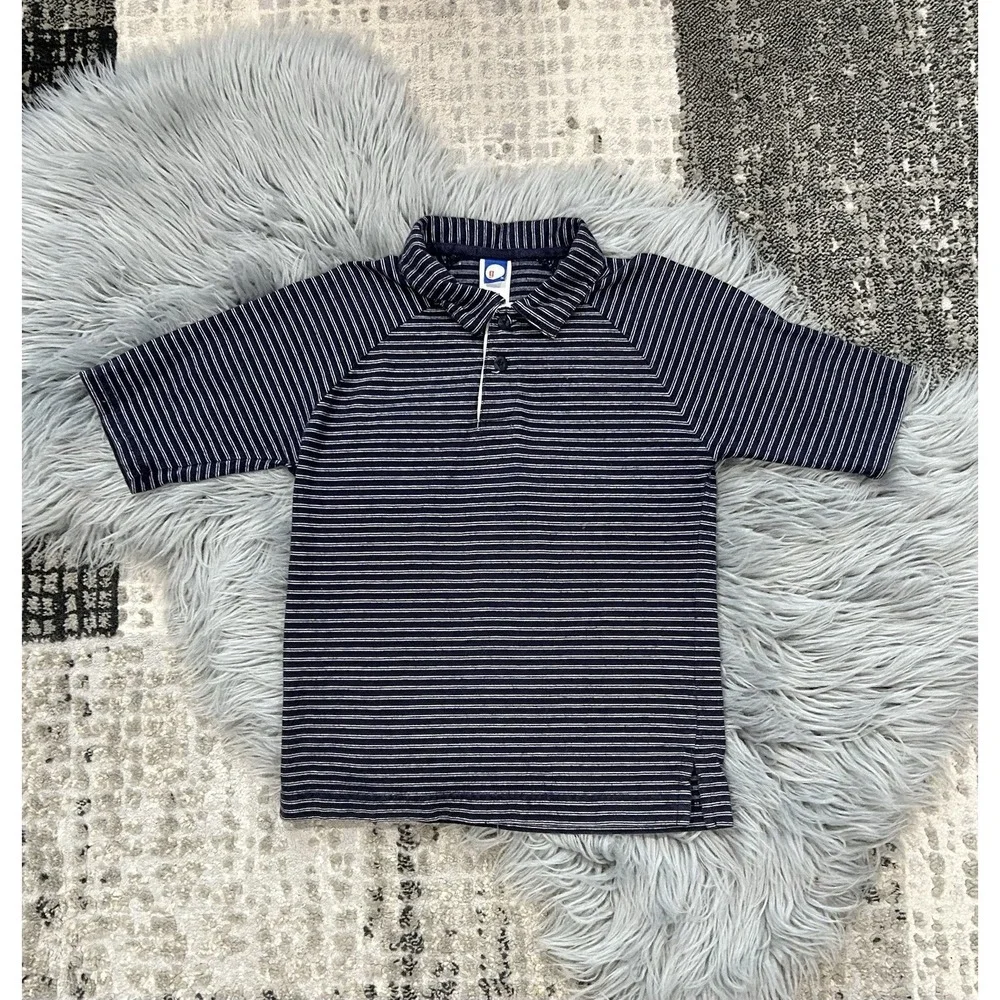 Vintage Gymboree Brand Boys Navy Striped Polo Size Large (5Y)